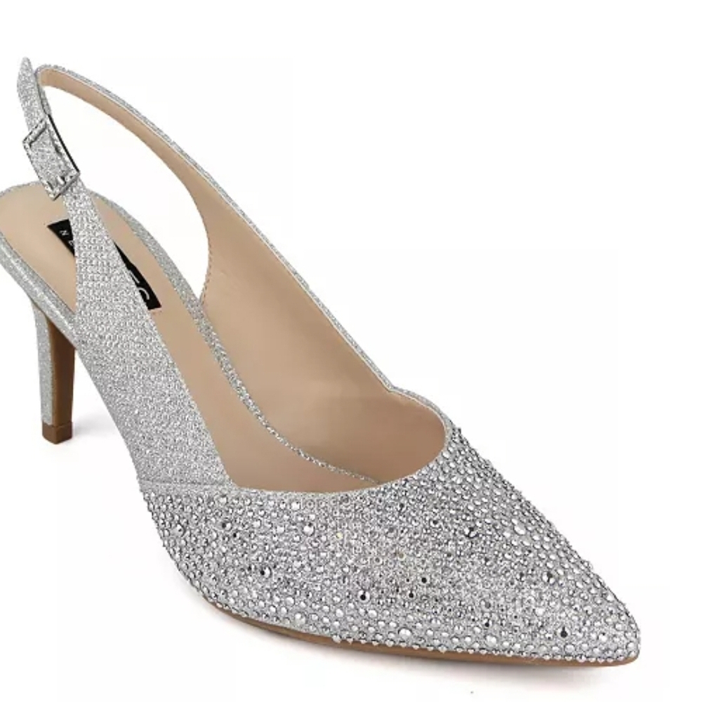 Elegant Silver Slingback Heels